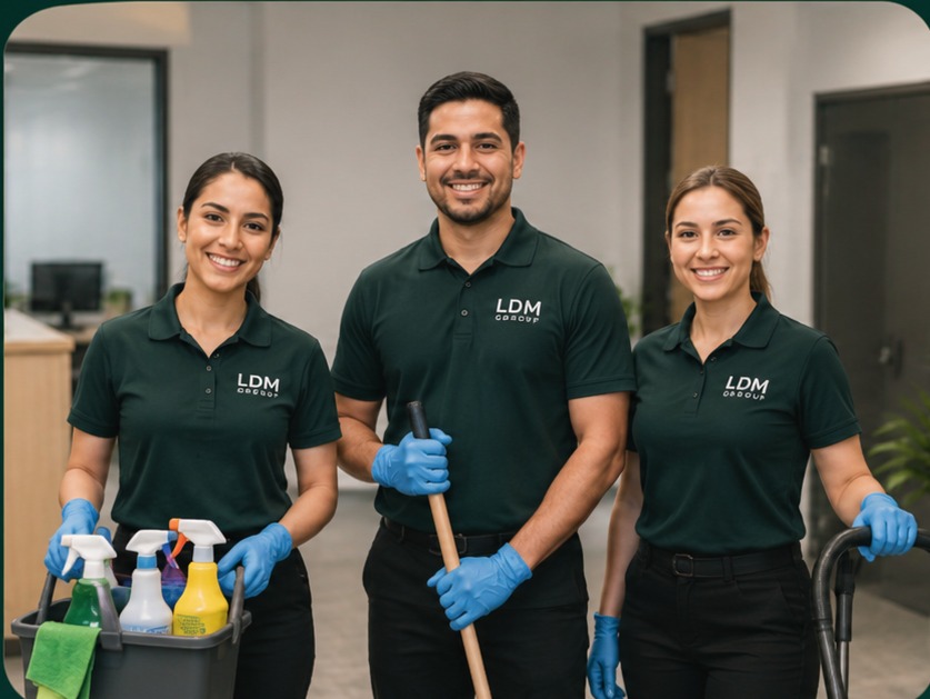 LDM Group cleaning team with professional cleaning supplies